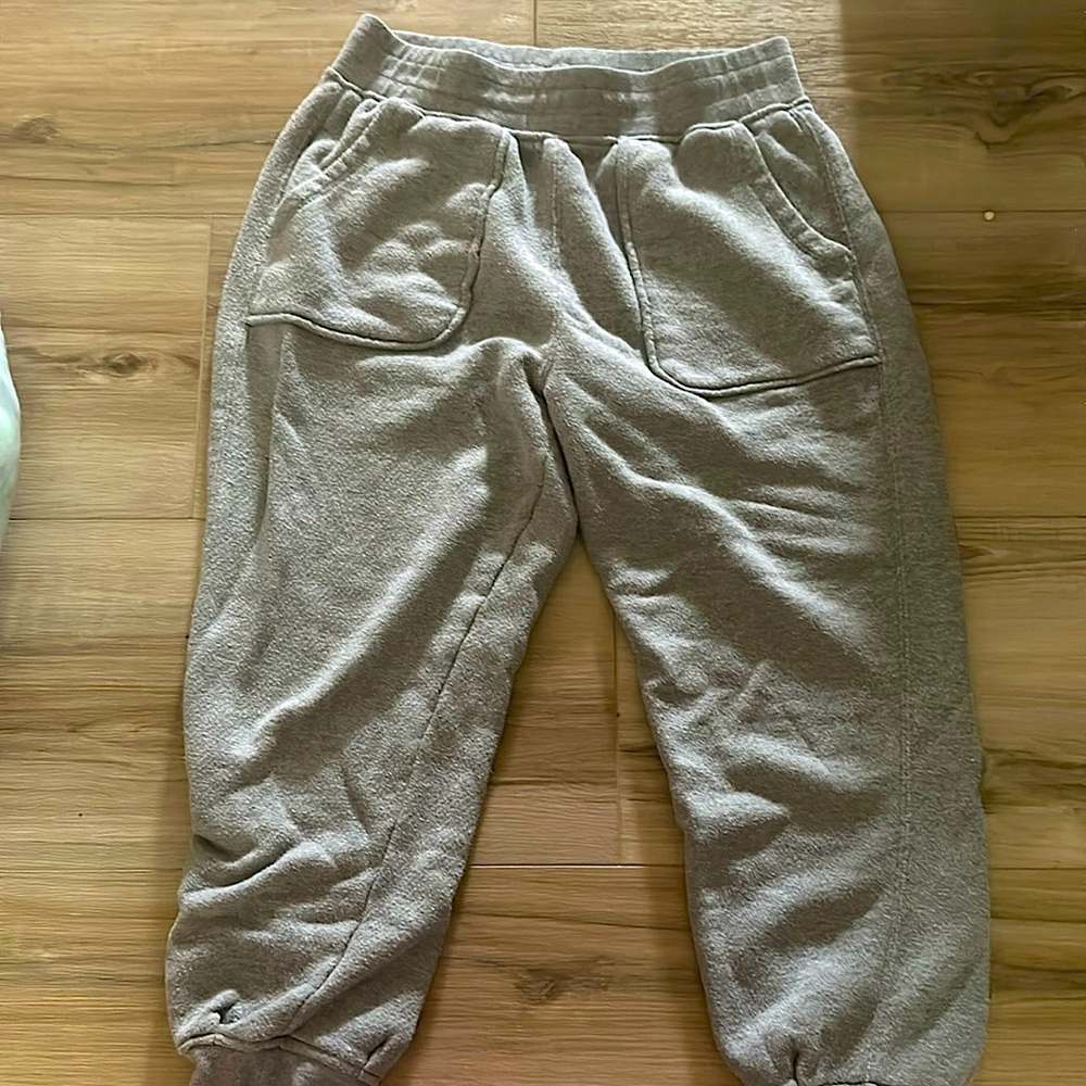 grey sweatpants, baggy, soft, nothing special